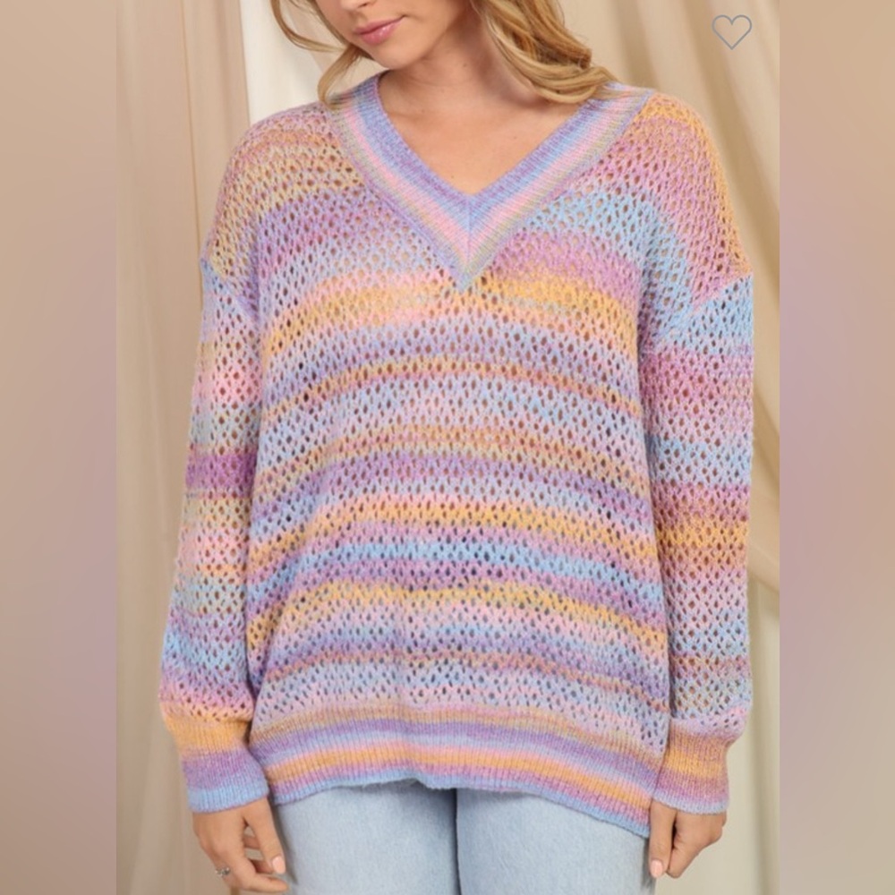 Timing Women's Pastel Knit V- Neck Sweater